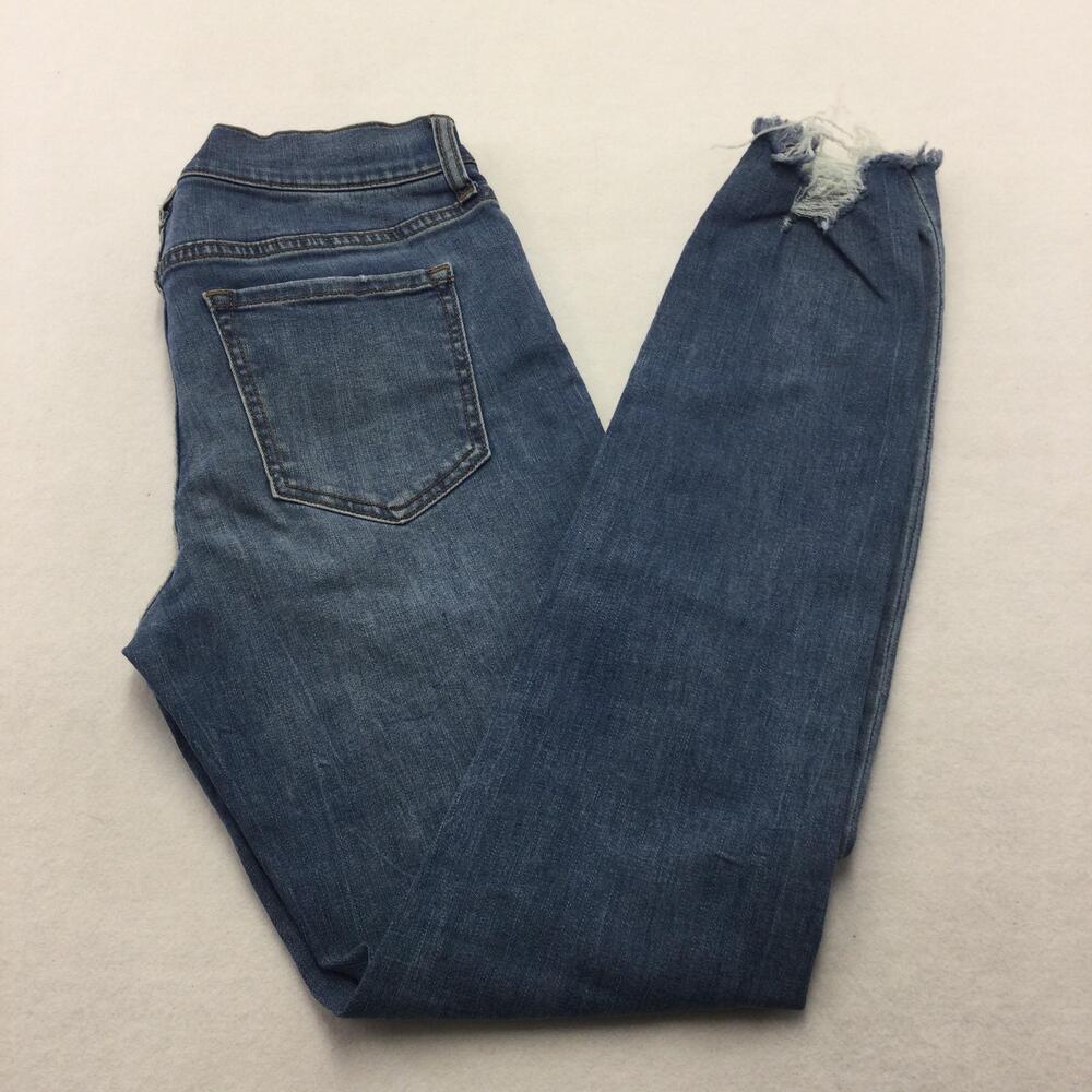 Banana Republic Skinny Fit Jeans Womens 25/0 Blue Medium Wash Distressed Stretch